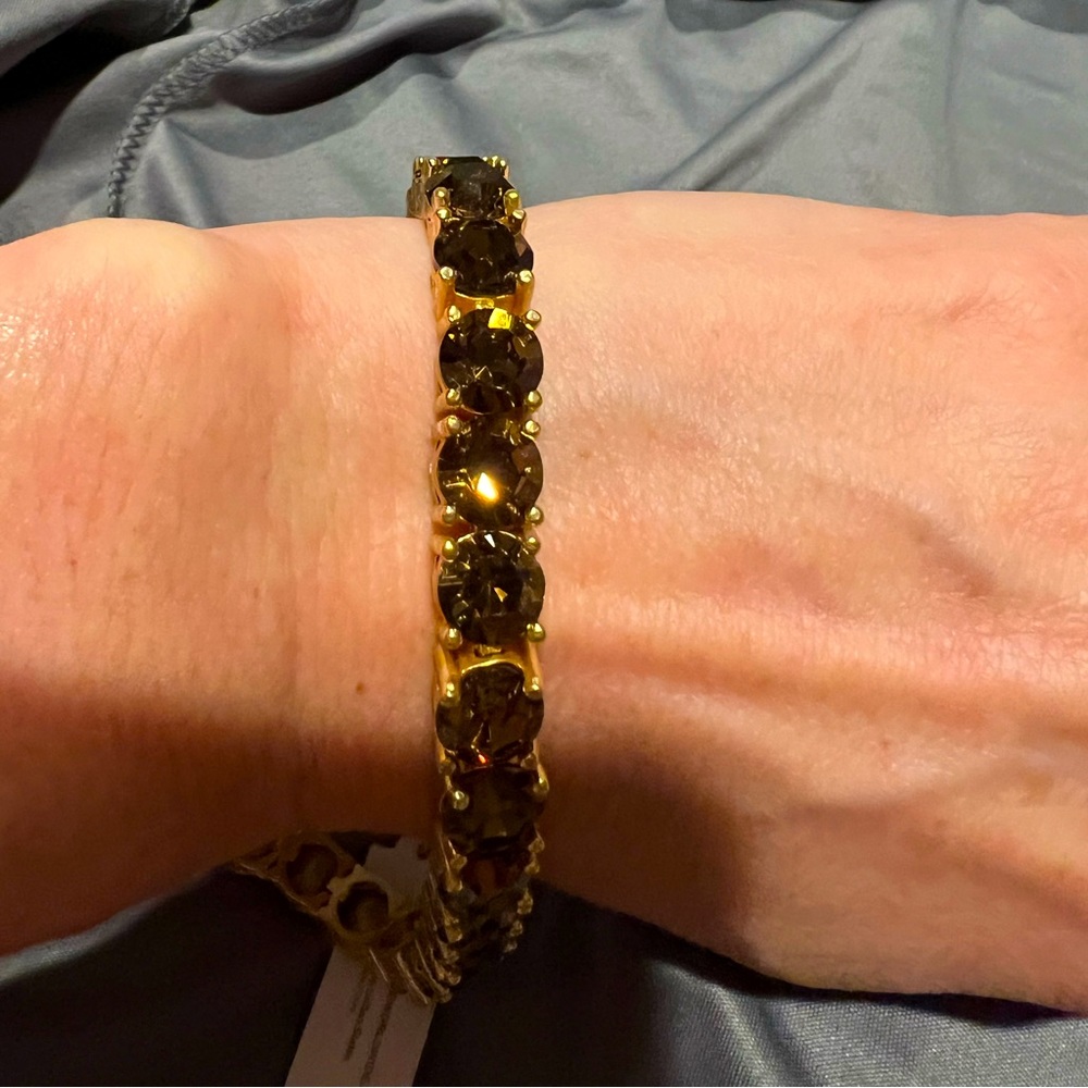 Brand new chocolate colored stone and gold tone bracelet, necklace earrings set